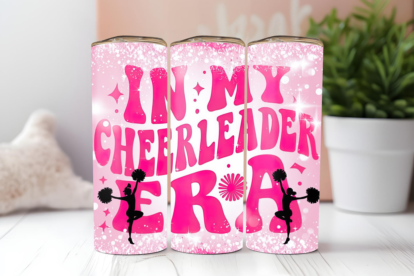 In My Cheerleader Era 20oz tumbler, Cheerleader Girly custom stainless tumbler