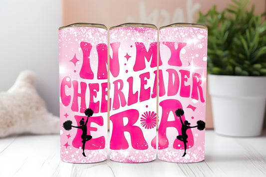 In My Cheerleader Era 20oz tumbler, Cheerleader Girly custom stainless tumbler