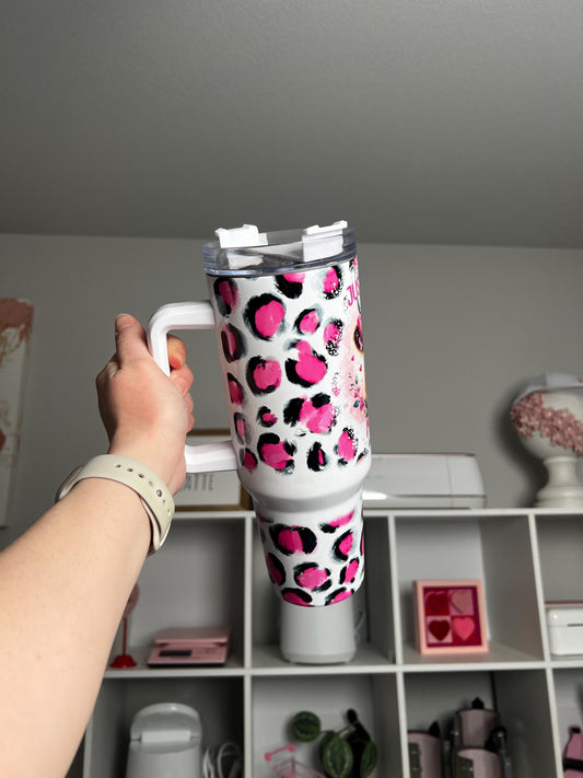 Just A Little Moody 40oz tumbler, Funny quencher, Cow Print custom tumbler