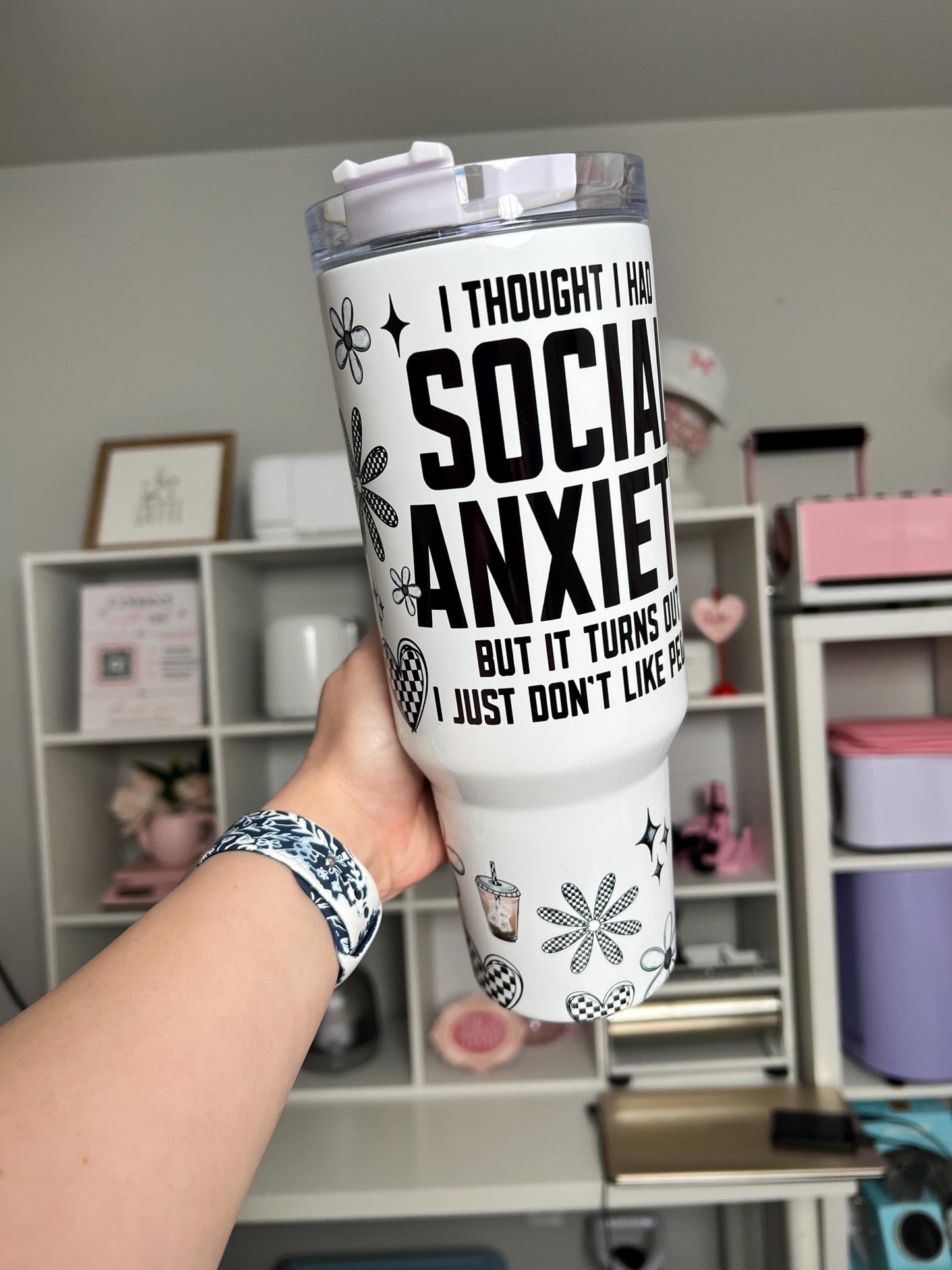 Social Anxiety 40oz tumbler, Funny quencher, Don't Like People custom tumbler